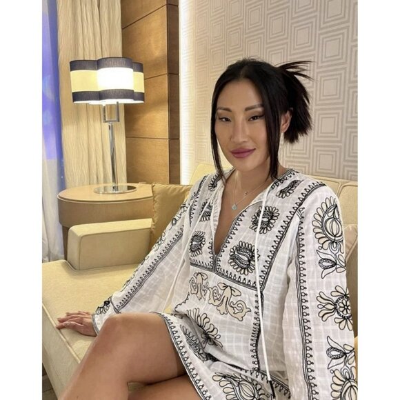 ZARA COTTON SHORT EMBROIDERED TUNIC KAFTAN DRESS Sizes Medium - Picture 2 of 16